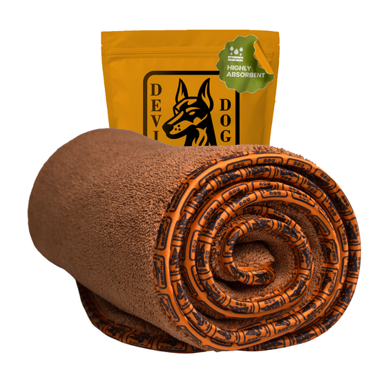 Devil Dog Premium Dog Drying Towel | 1200 GSM Microfiber | 24" × 35" Orange