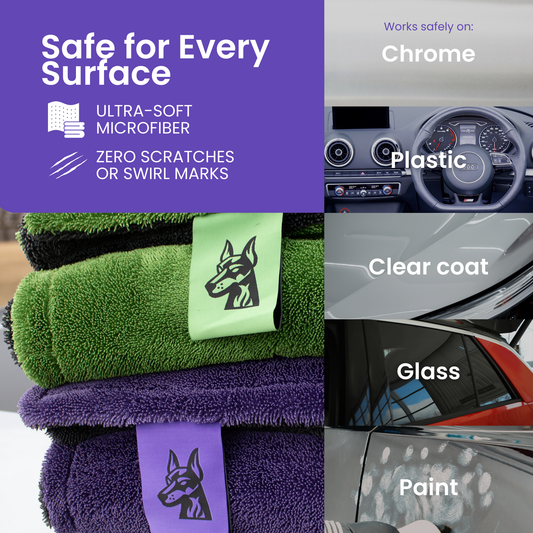 Devil Dog XL Car & Truck Drying Towel | 1200 GSM Microfiber | 24"×45" Purple — For Drivers Who Do It Different