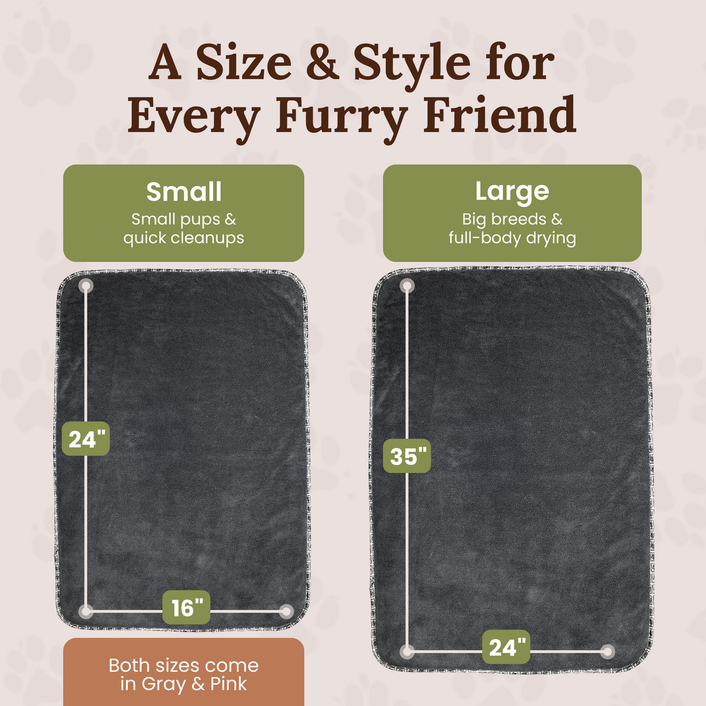 Devil Dog Premium Dog Drying Towel | 1200 GSM Microfiber | 24" × 35" Gray — For Medium to Large Dogs