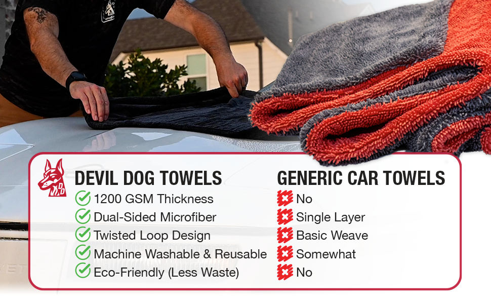 XL 24"x45" Green Devil Dog Truck Drying Towel