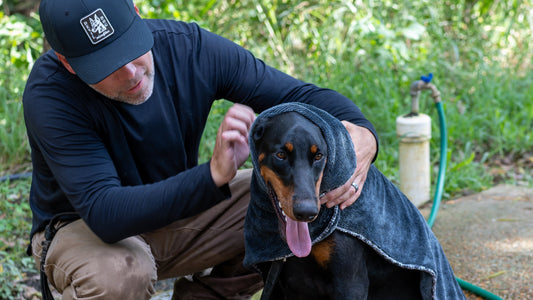 24" x 35" Gray Devil Dog Premium Pet Drying Towel