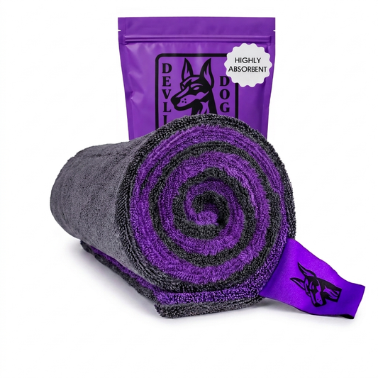 Devil Dog XL Car & Truck Drying Towel | 1200 GSM Microfiber | 24"×45" Purple — For Drivers Who Do It Different